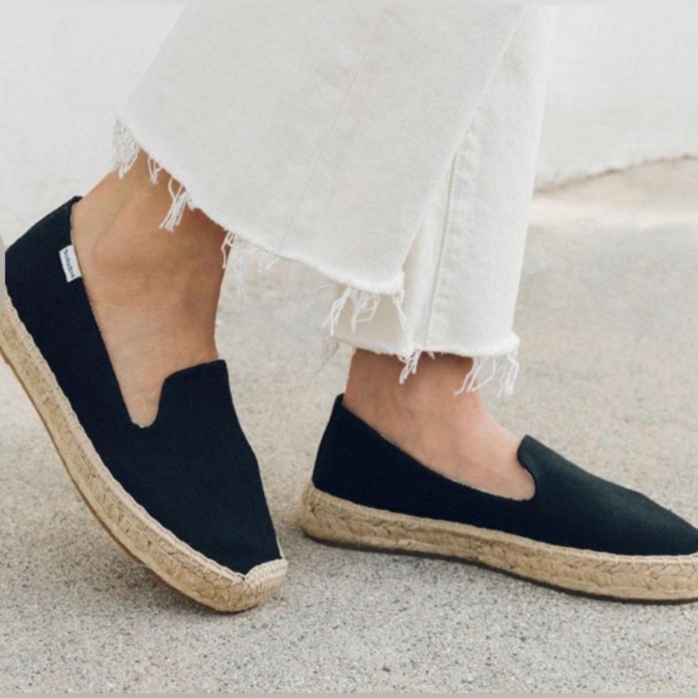 Soludos The Smoking Black Slipper‎ Platform Espadrille Women’s Sz 7.5